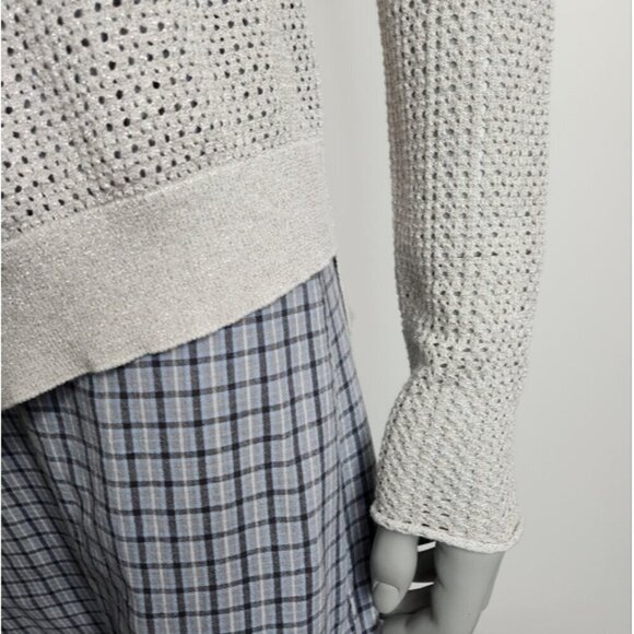 Zadig & Voltaire "Daphnee" Silver Grey Open Front Knit Cardigan Size S - Picture 3 of 11